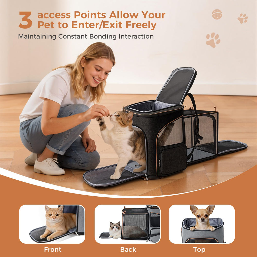 Lekereise cat backpack carrier top opening allows head-out curiosity.