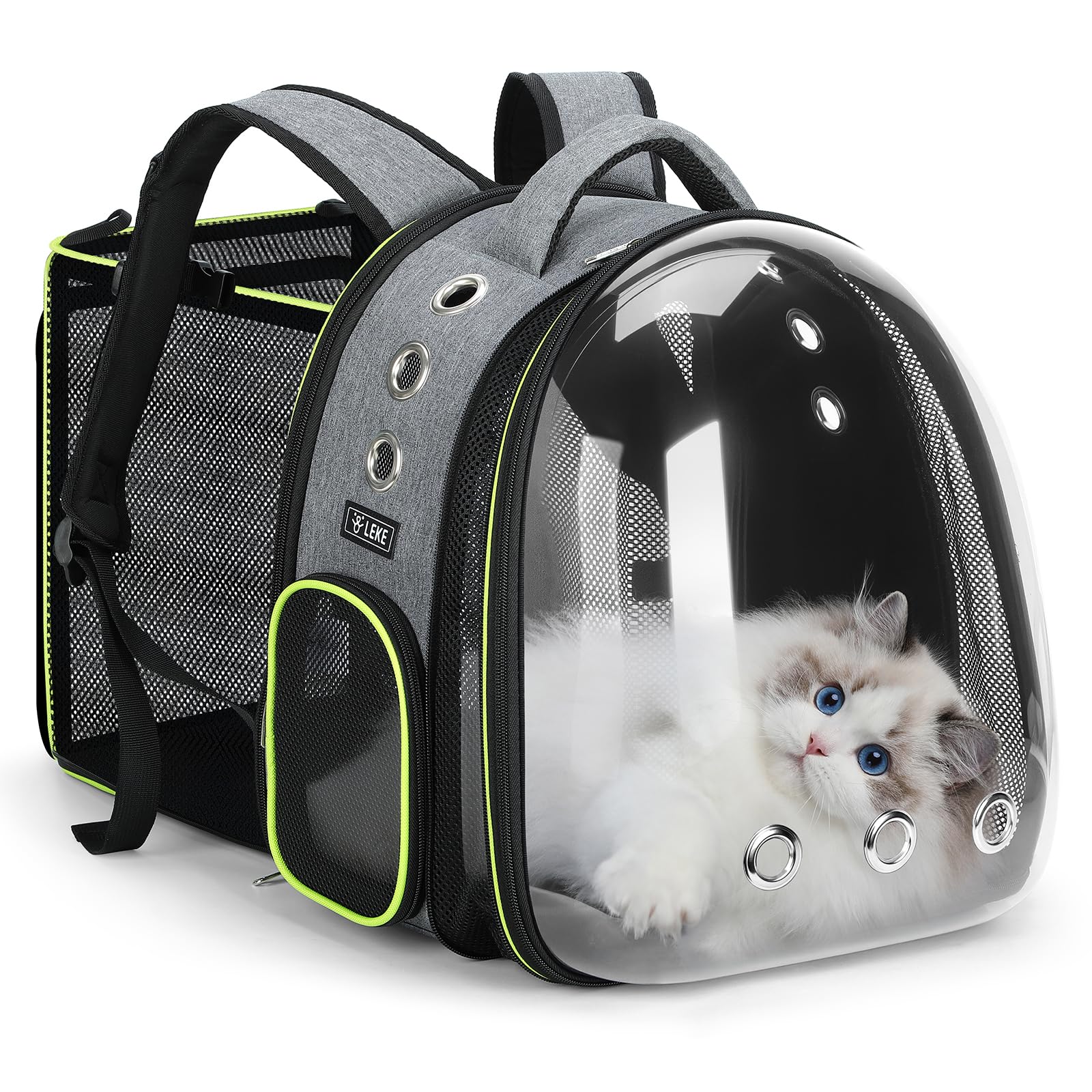 Lekereise Cat Bubble Backpack Carrier front bubble window enhances travel visibility.