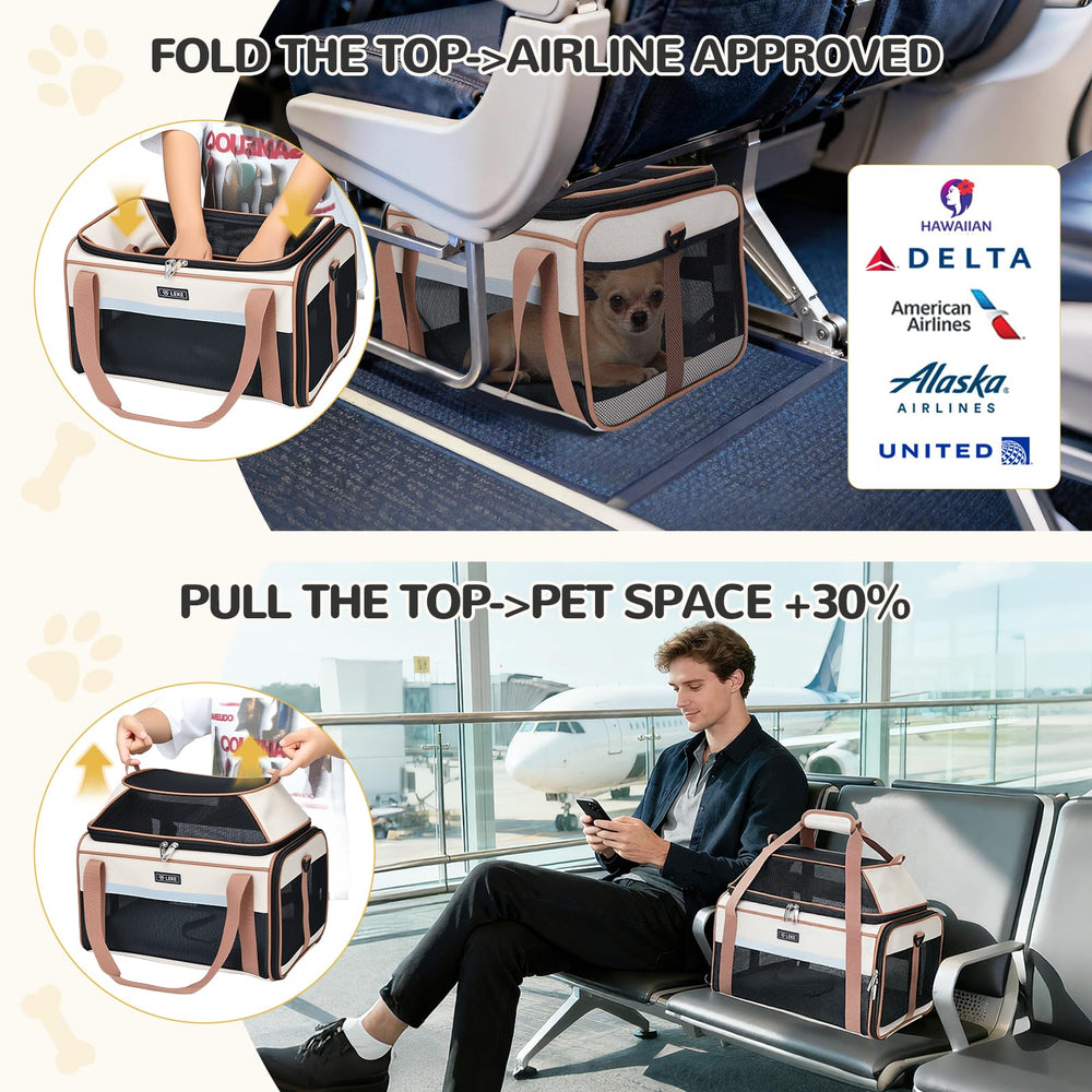 Lekereise expandable space lets pet stand and relax inside the carrier.