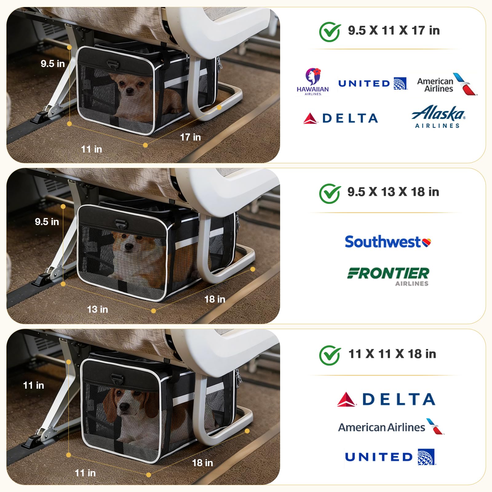 Lekereise expandable space pet carrier with room to stand and stretch
