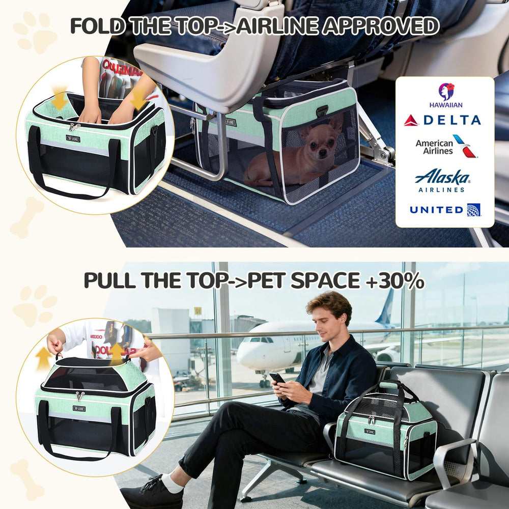Lekereise expandable space carrier showing extra room for pets.