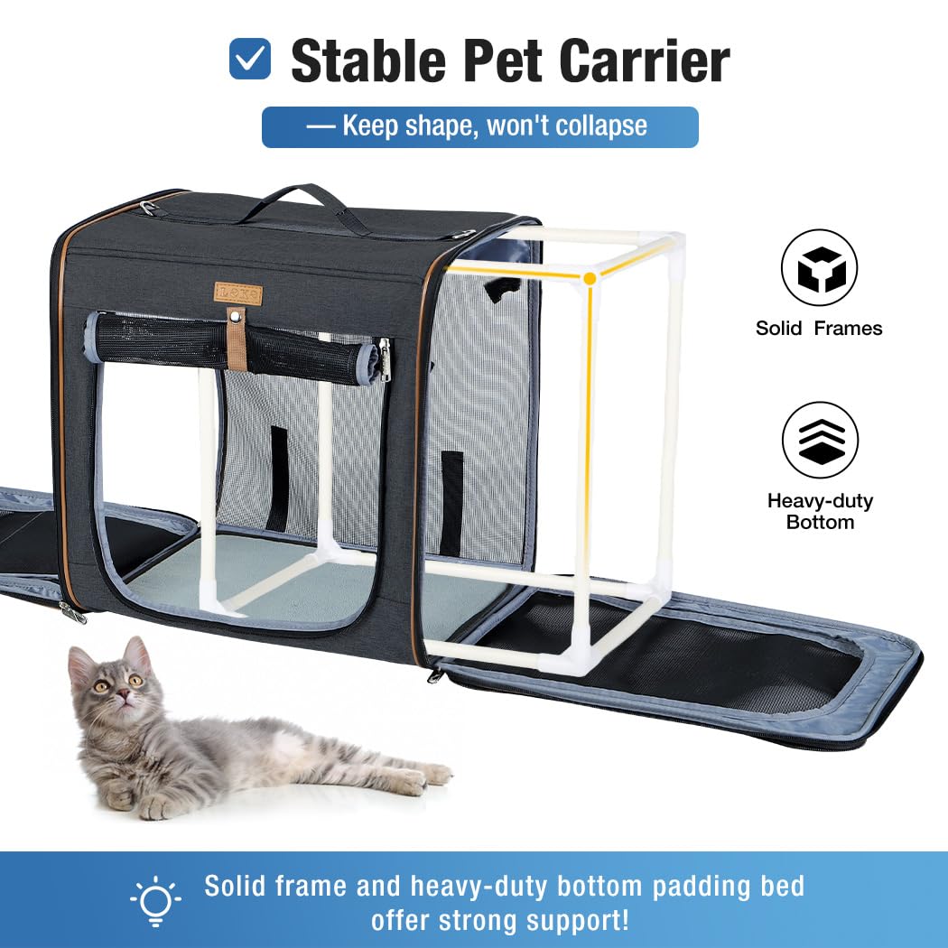 Lekereise integrated litter box setup for quick bathroom needs during trips.