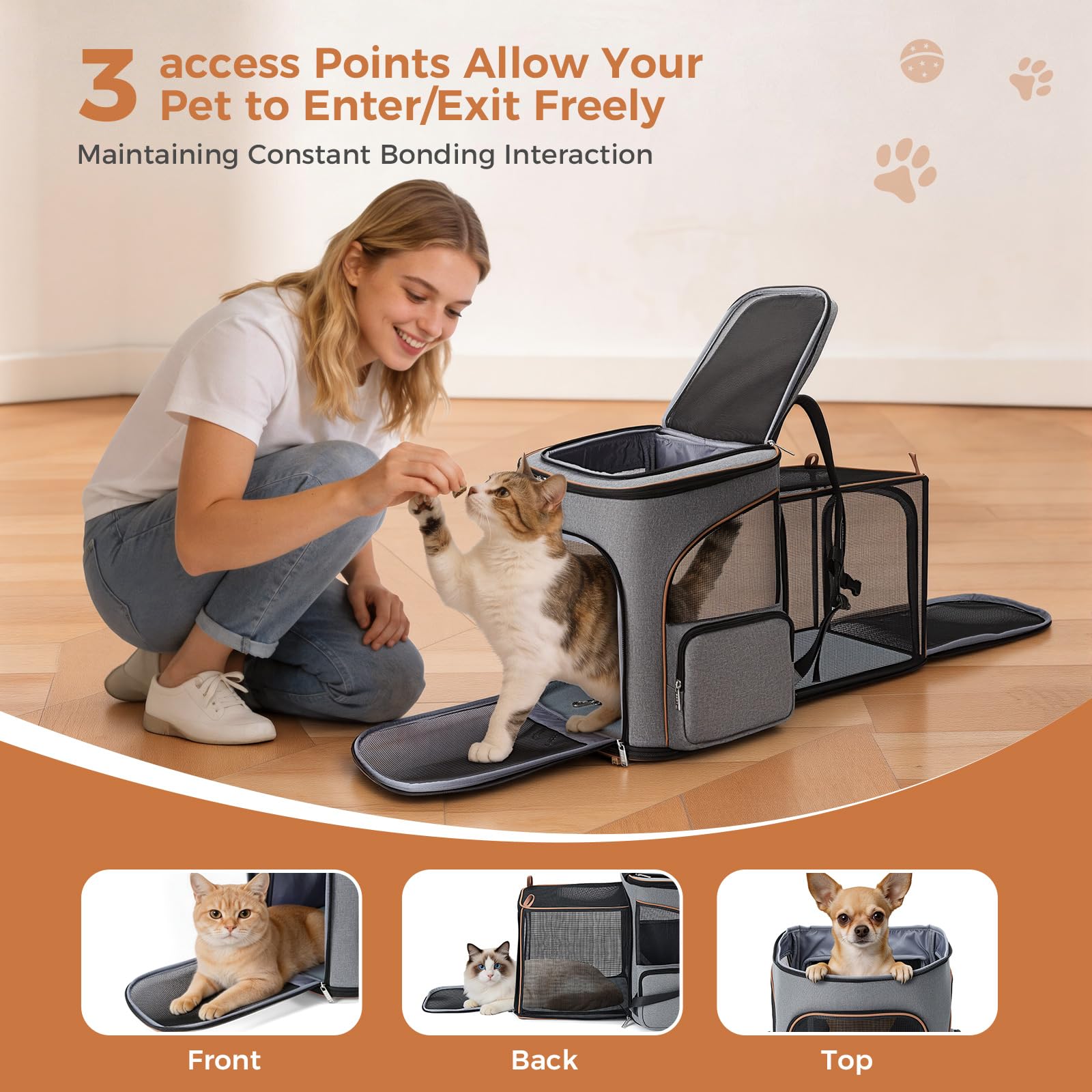 Lekereise Large Cat Backpack interior with pet inside for safe travel.