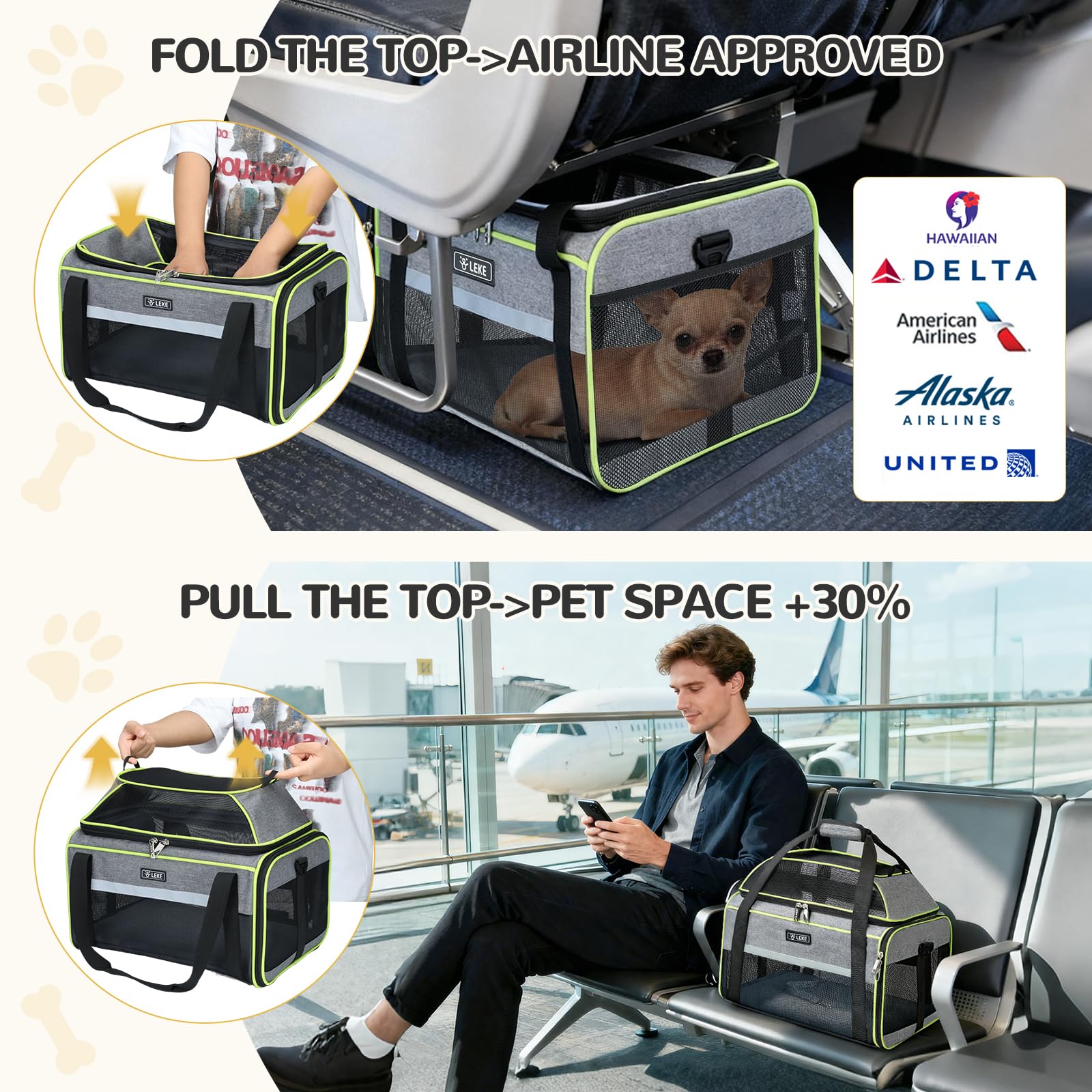 Lekereise locking-zippers prevent accidental openings and pet escapes.