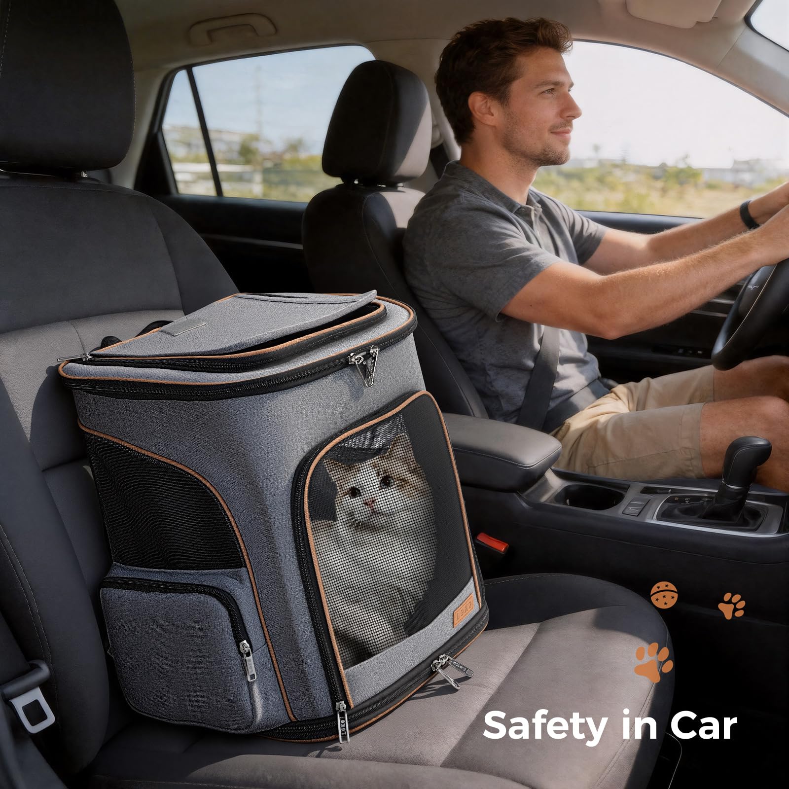 Lekereise pet carrier backpack with visible safety leash feature