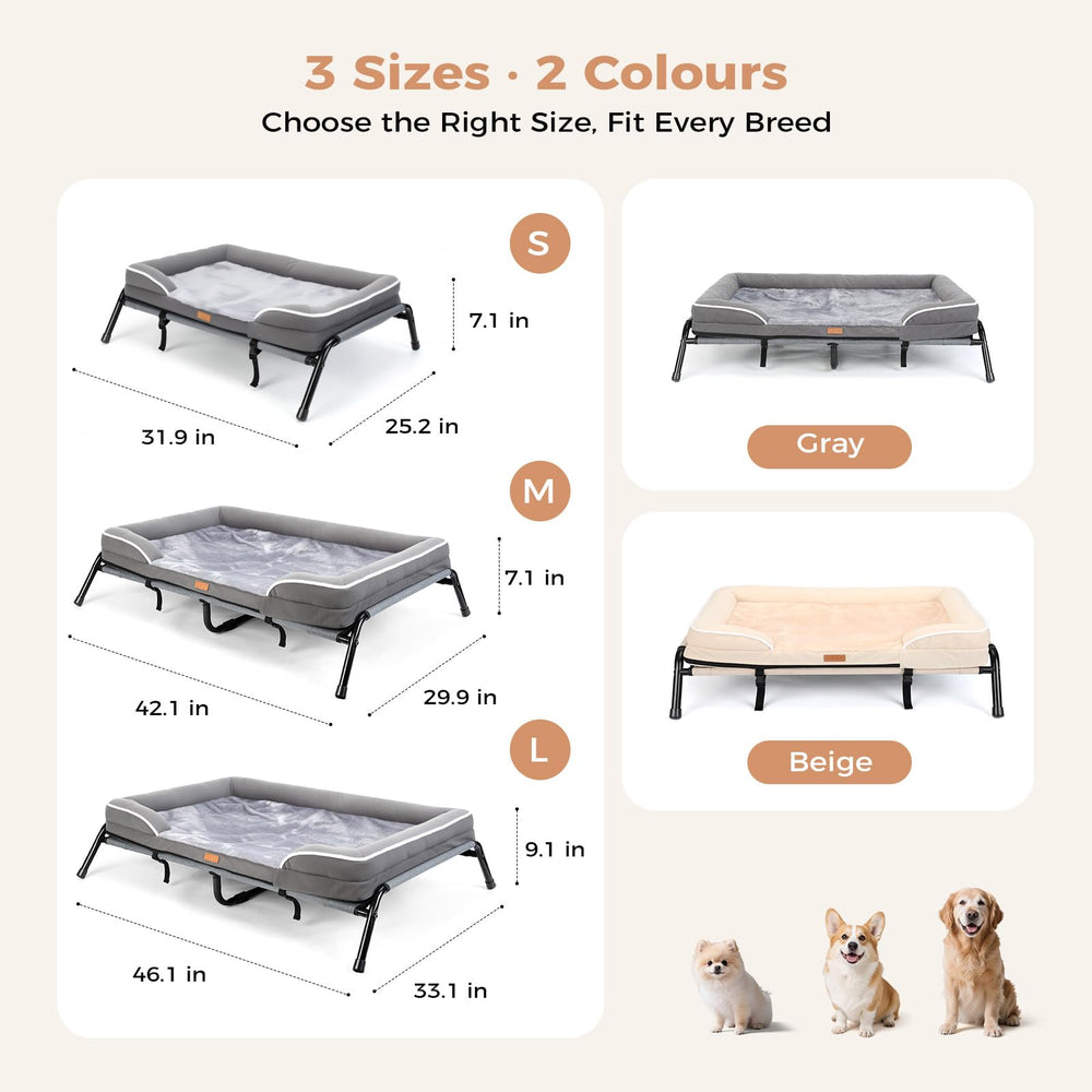 Lekereise Raised Dog Bed outdoor-use scene with elevated pet lounging outside