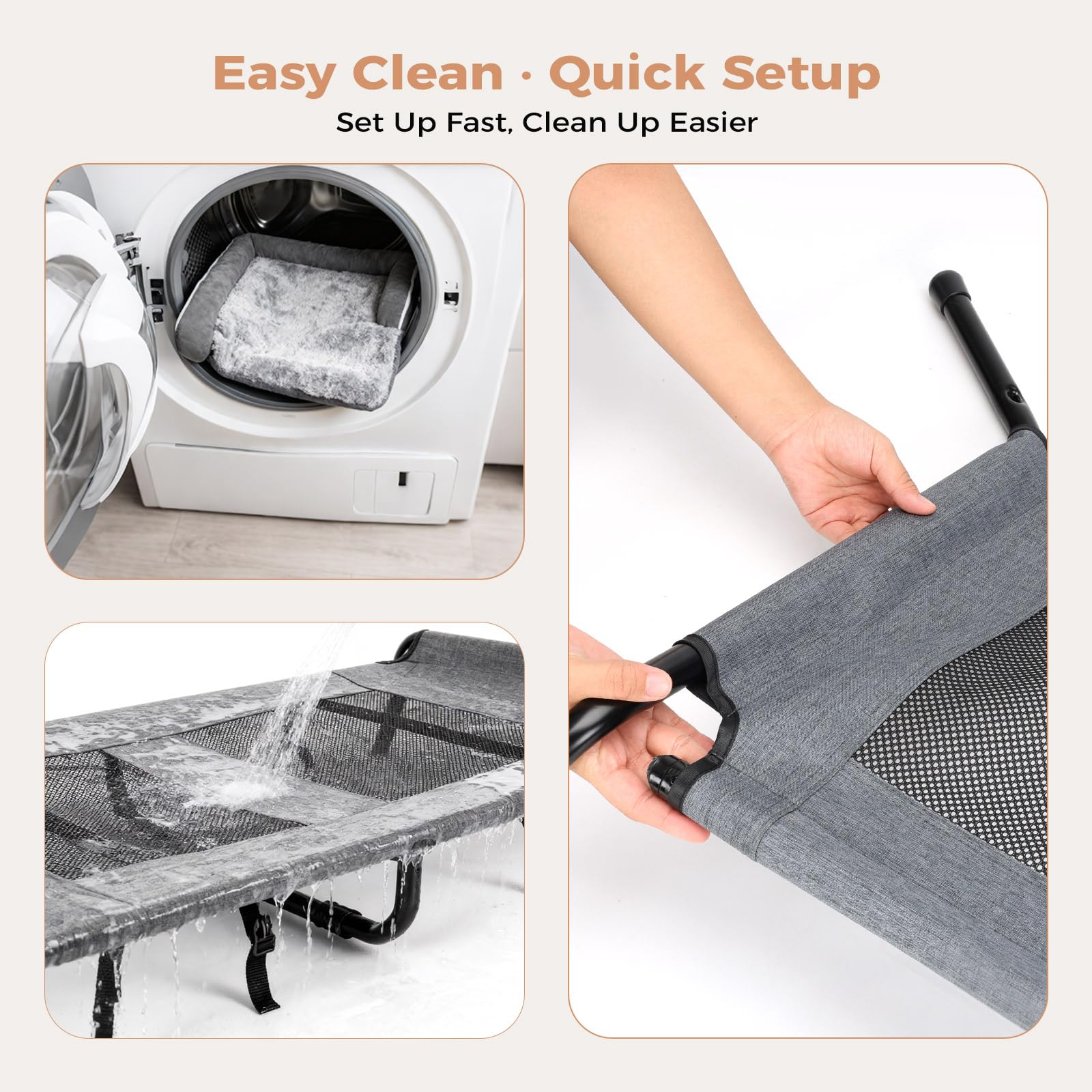 Lekereise Raised Dog Bed removable cover ready for machine washing