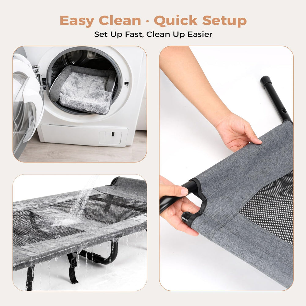 Lekereise Raised Dog Bed removable cover ready for machine washing