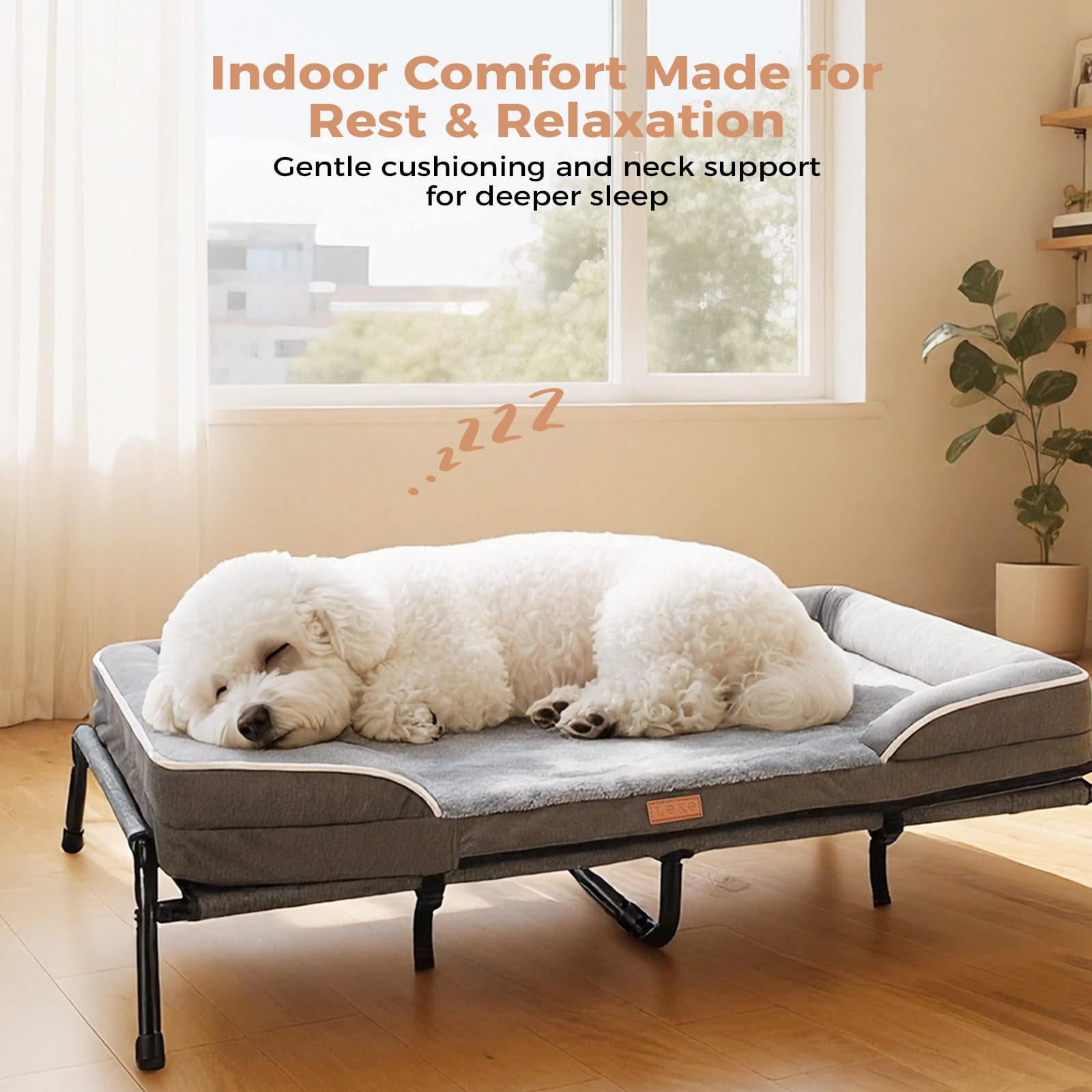 Lekereise Raised Dog Bed waterproof cushion for simple wipe-clean care