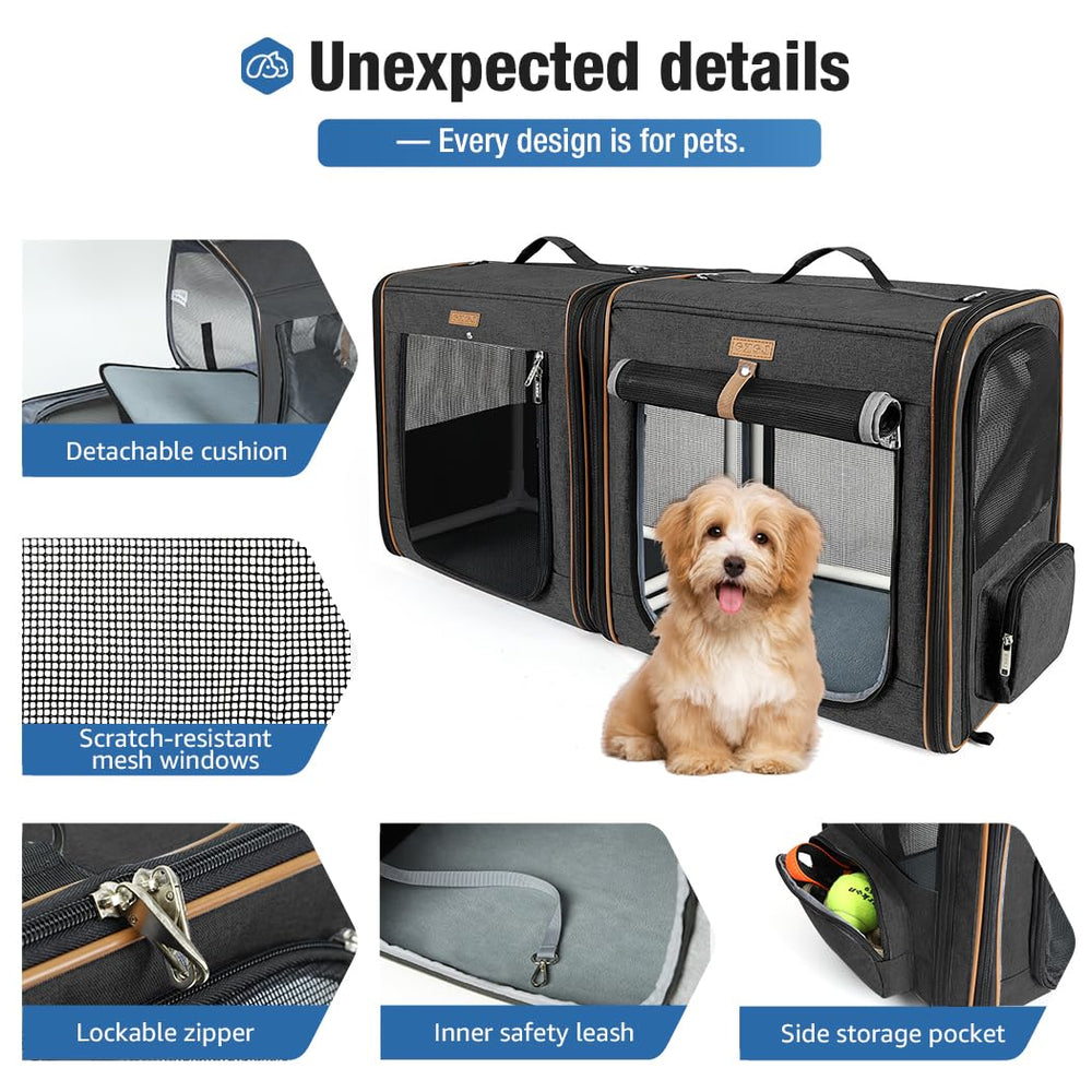 Lekereise secure locking zippers ensure pet safety during travel.