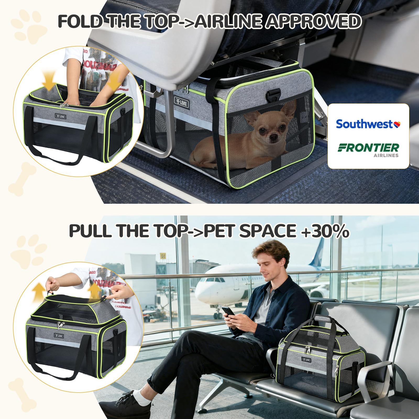 Lekereise carrier entry close-up, safe access for pets.