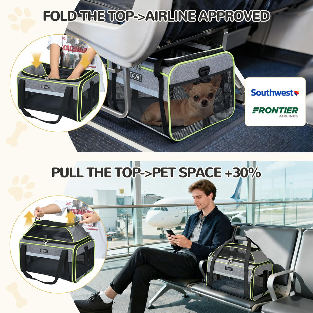 Lekereise carrier entry close-up, safe access for pets.