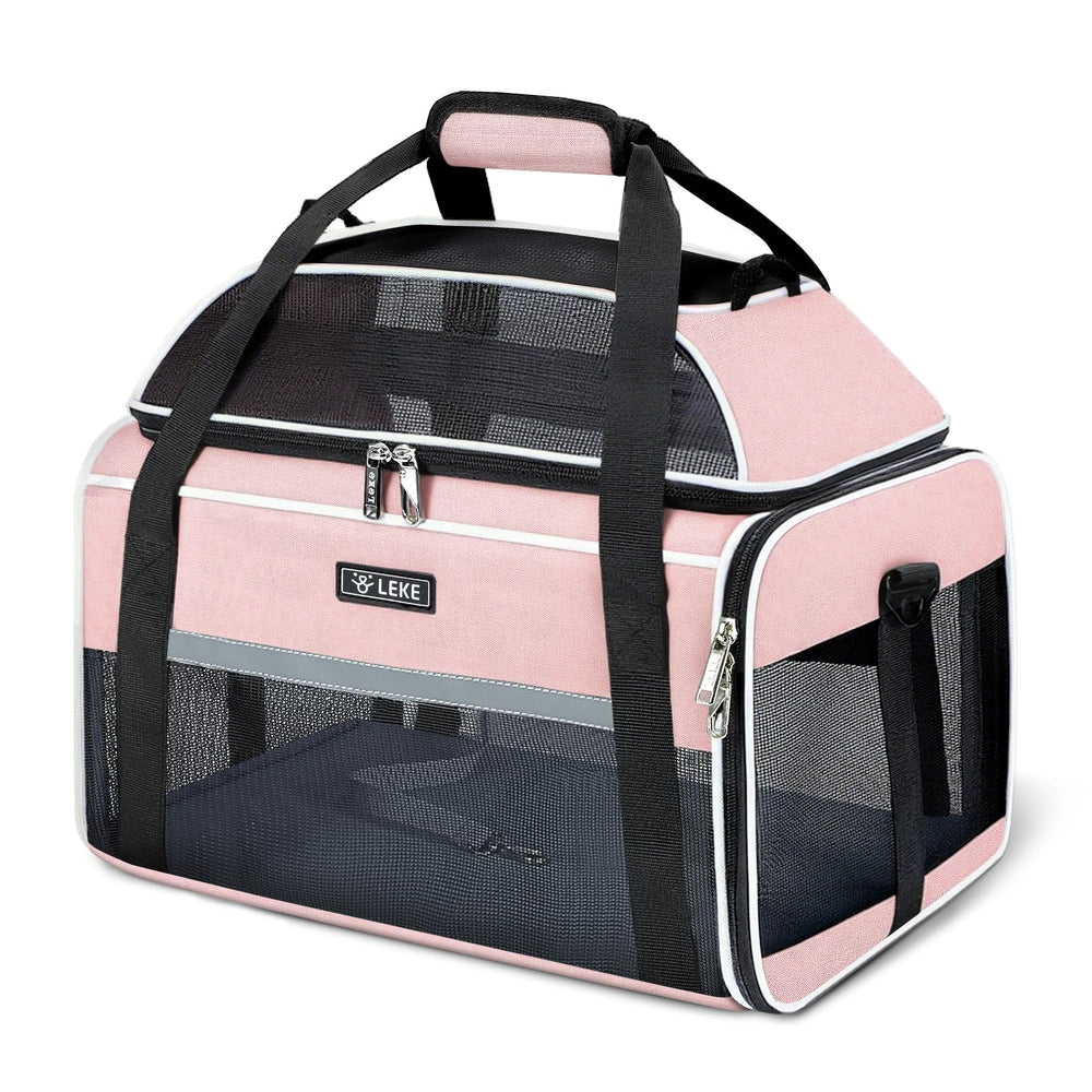 Lekereise top-expandable pet carrier front view showing roomy space for small pets.