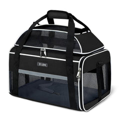 Lekereise top-expandable carrier underseat design fits under airplane seats for travel.