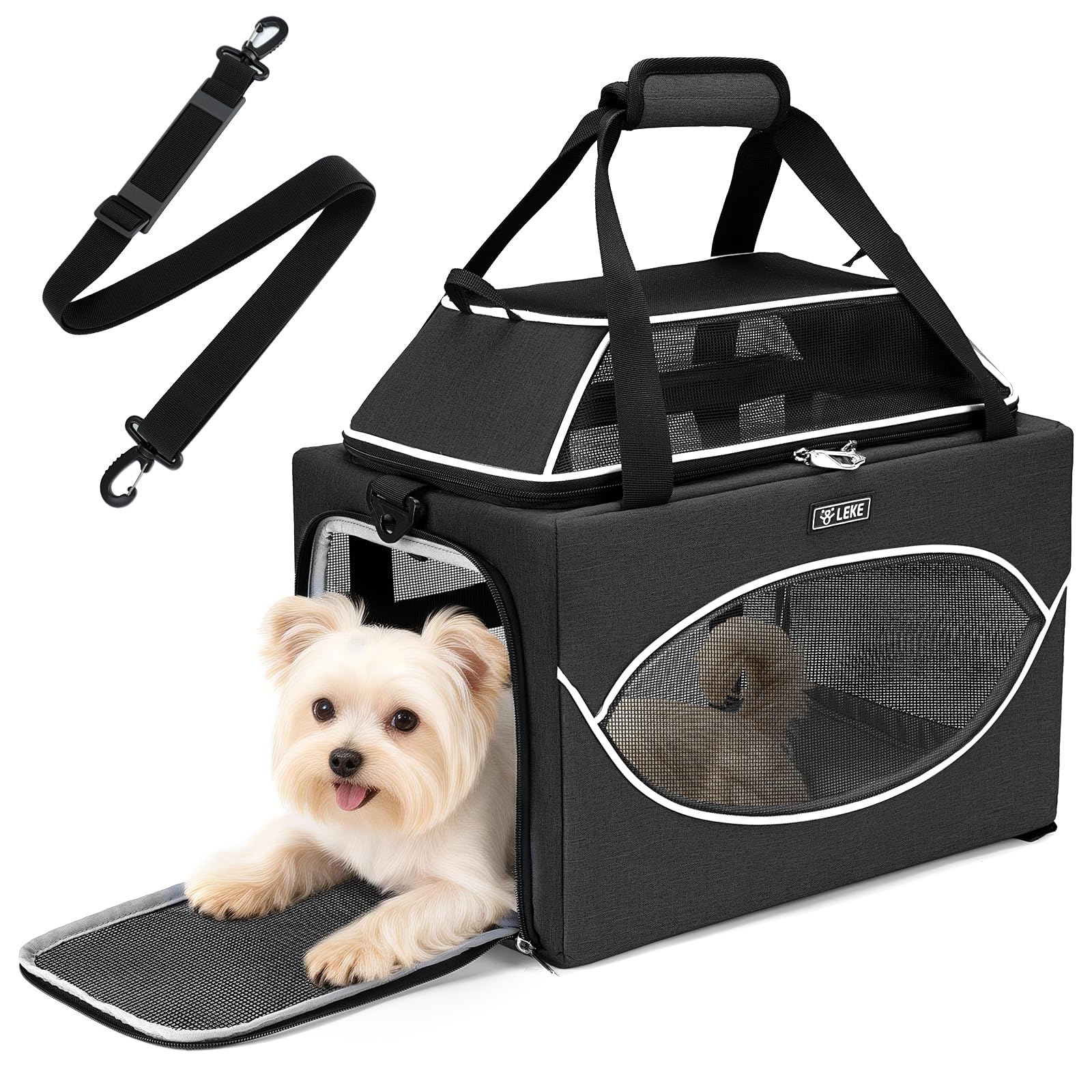 Lekereise top-expandable pet carrier underseat fits small dogs and cats for air travel