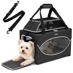 Lekereise top-expandable pet carrier underseat fits small dogs and cats for air travel