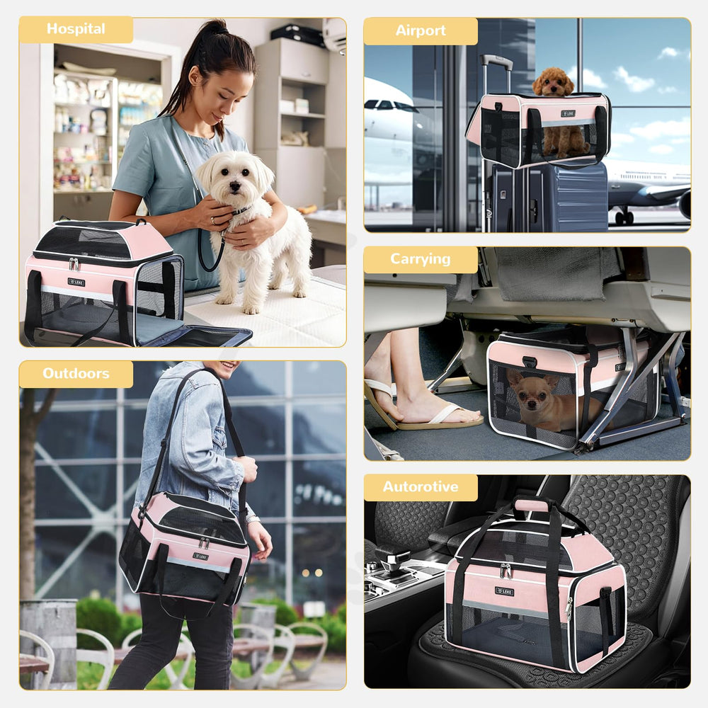 Lekereise underseat carrier fits within airline cabin dimensions.