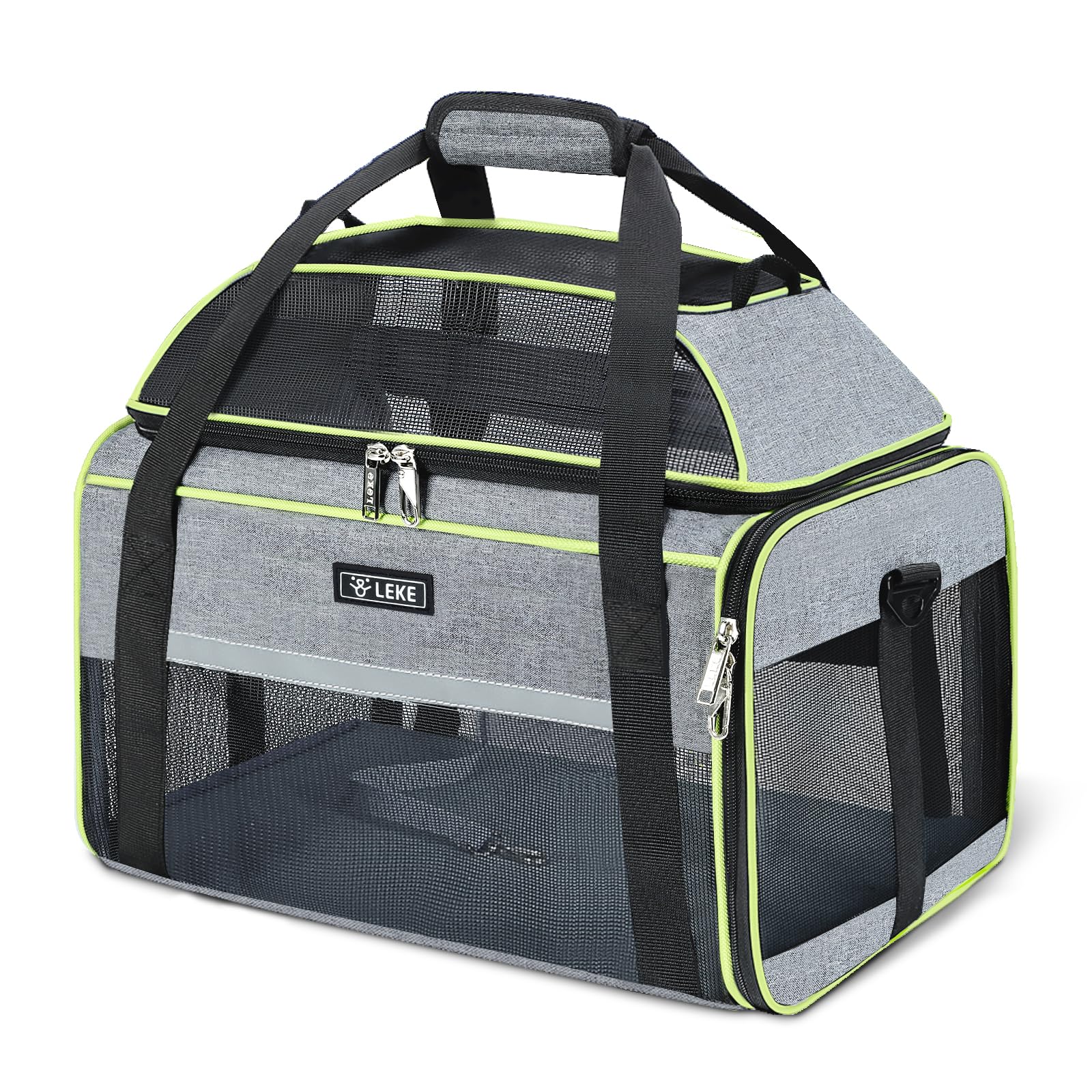 Lekereise underseat carrier front view, compact for airline travel.