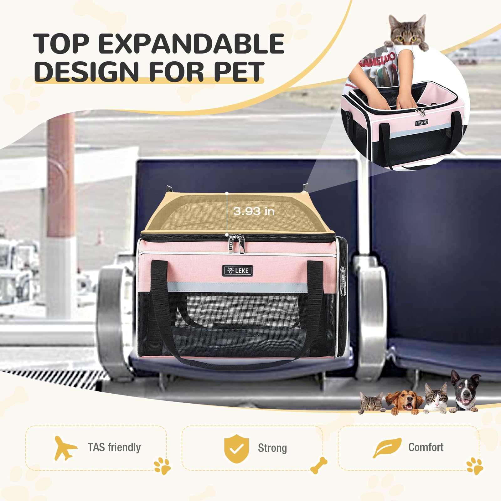 Lekereise waterproof and scratch-resistant fabric helps protect the carrier during trips.