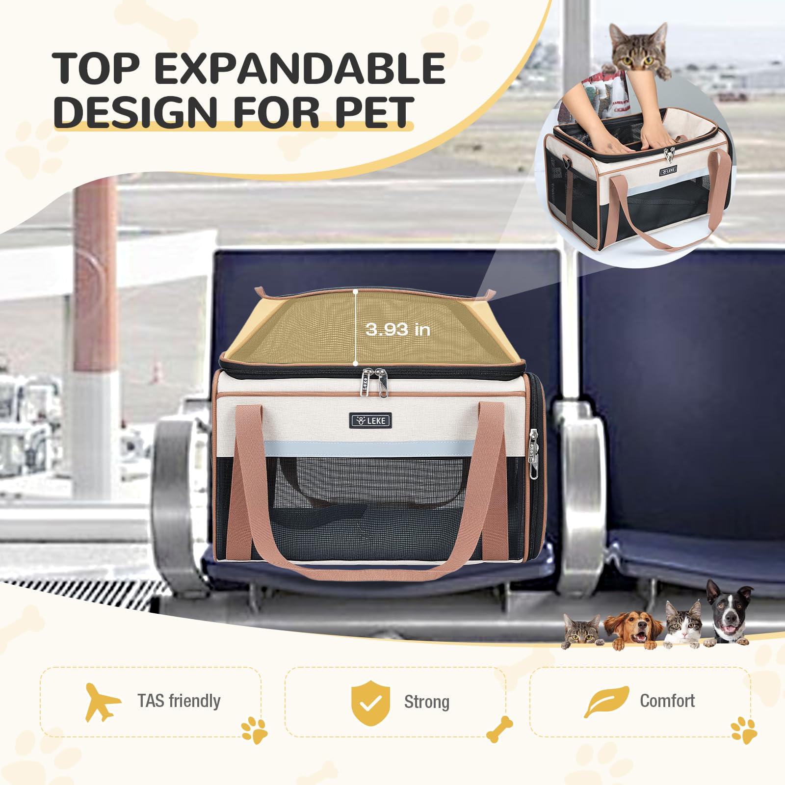 Lekereise zipper snap lock adds safety against paw openings.