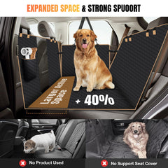 Lekespring back-seat extender hammock keeps dogs secure during rides.