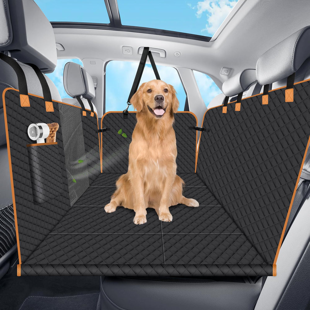 Lekespring hard-bottom back-seat cover, stable platform for large dogs.