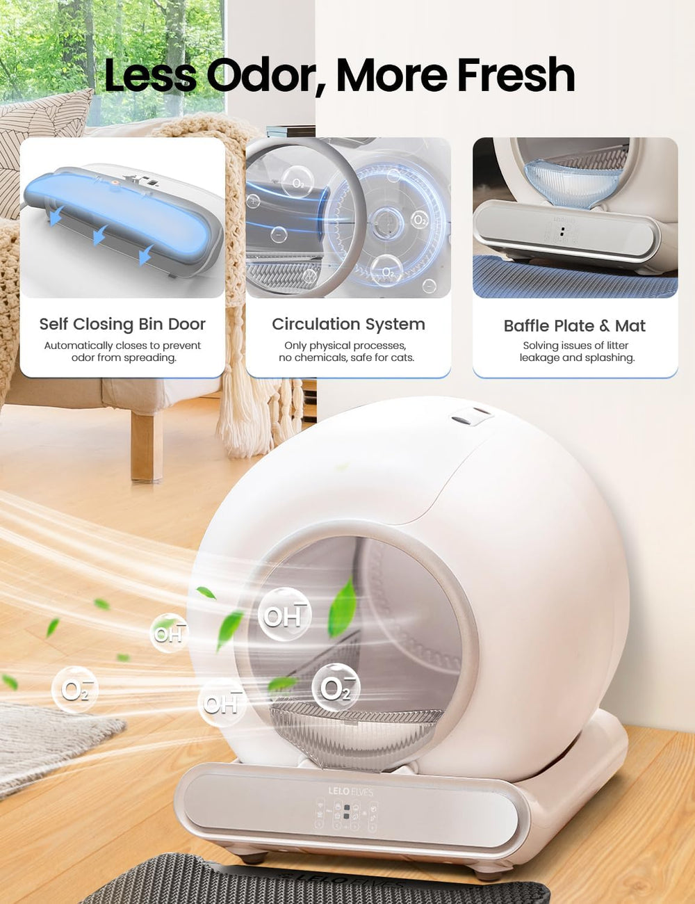 LELO ELVES low-entry design offers easy access for elderly cats.