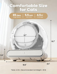 LELOKIDZ self-cleaning litter box 65L capacity supports multi-cat households.