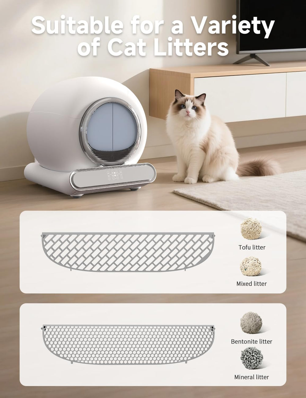 LELOKIDZ self-cleaning litter box mat and grate reduce litter tracking.