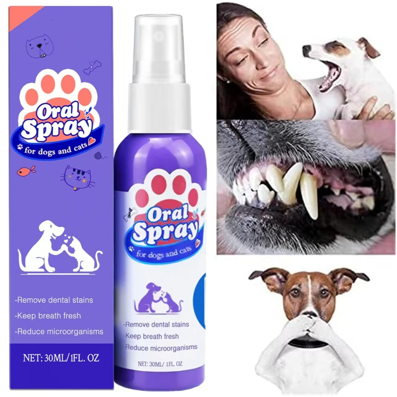 Close-up of LeMall Petry oral spray bottle for daily use