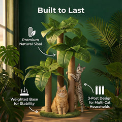 LEMONDA three-pole scratching post supports varied scratching and stretching.