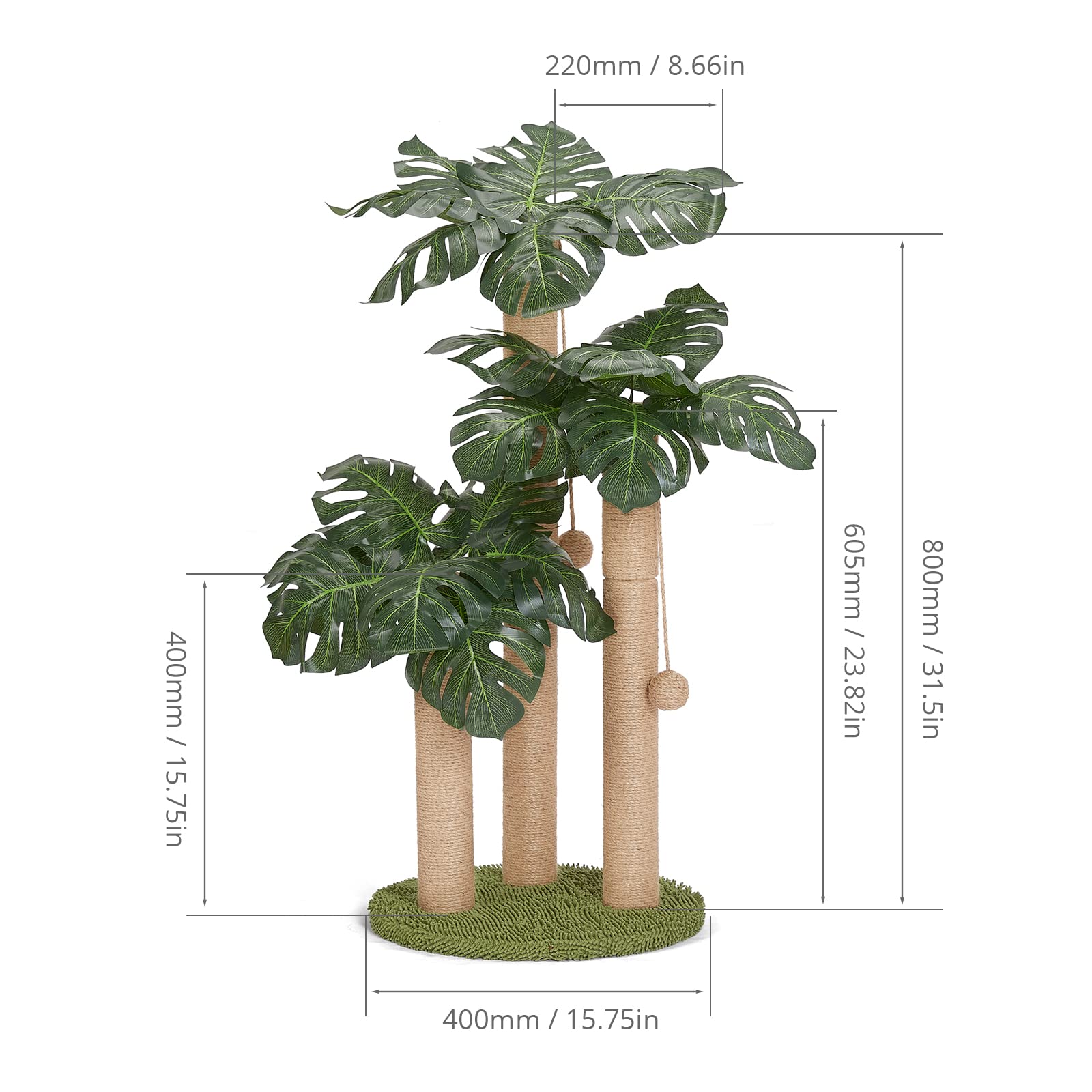 LEMONDA tropical-leaf base with carpeted platform for cozy jungle look.