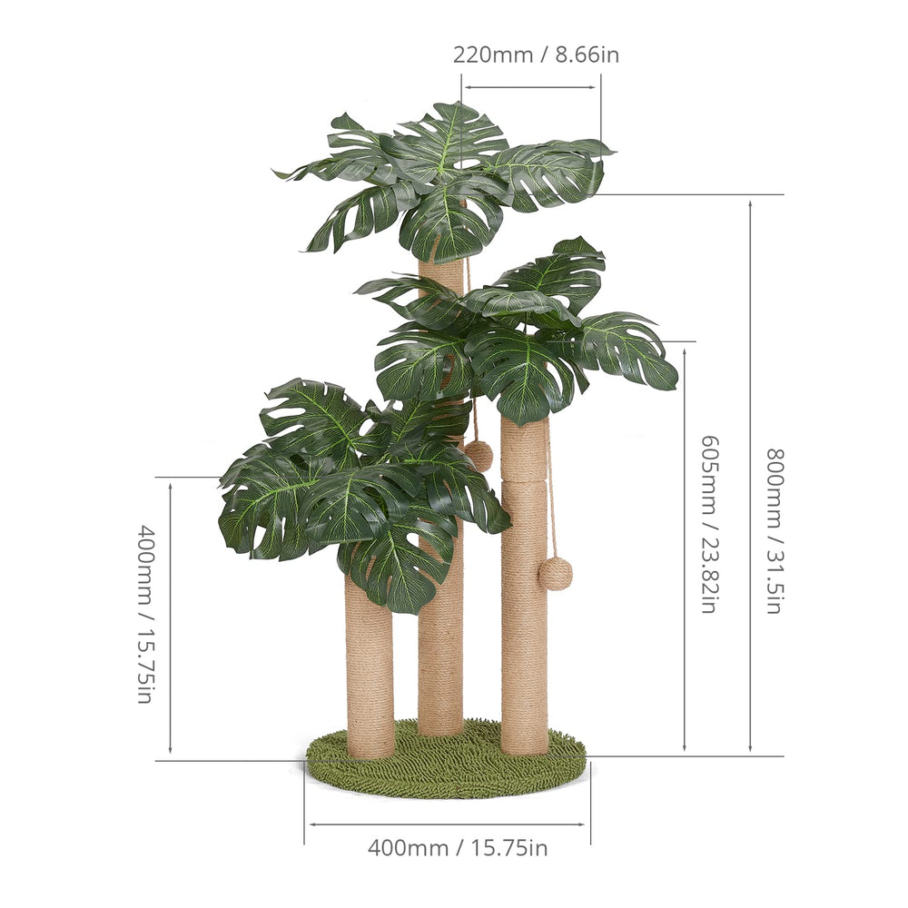 LEMONDA tropical-leaf base with carpeted platform for cozy jungle look.
