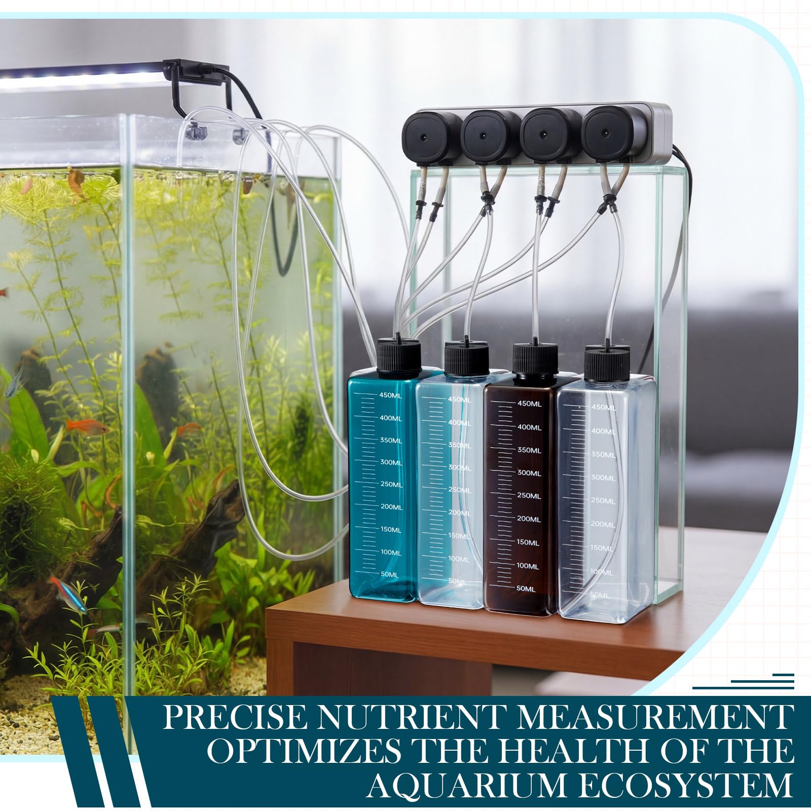 LemonRoad aquarium setup with neatly arranged dosing system.