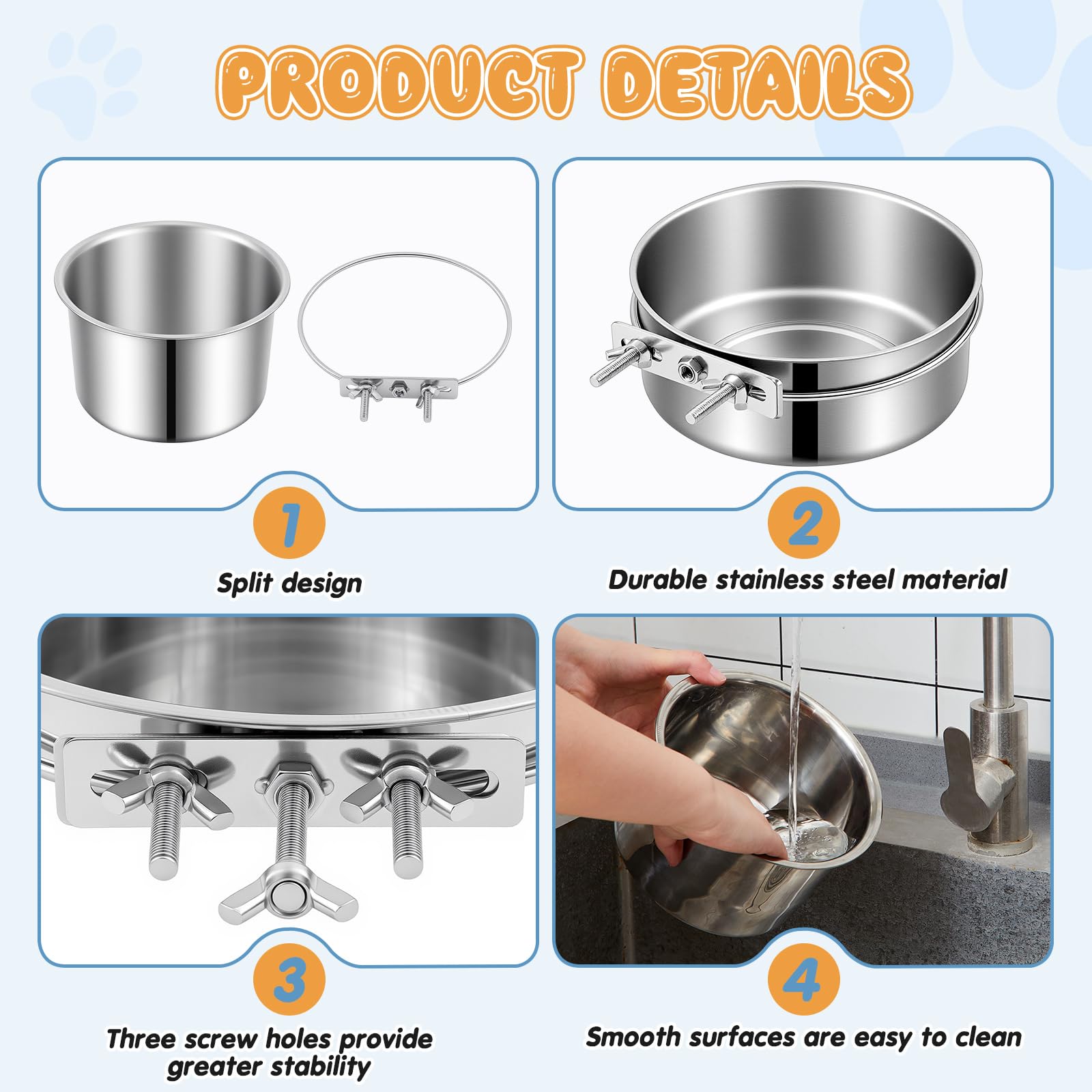 LemonRoad attachable kennel bowls securely mount to crates for tidy feeding.
