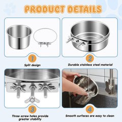 LemonRoad attachable kennel bowls securely mount to crates for tidy feeding.