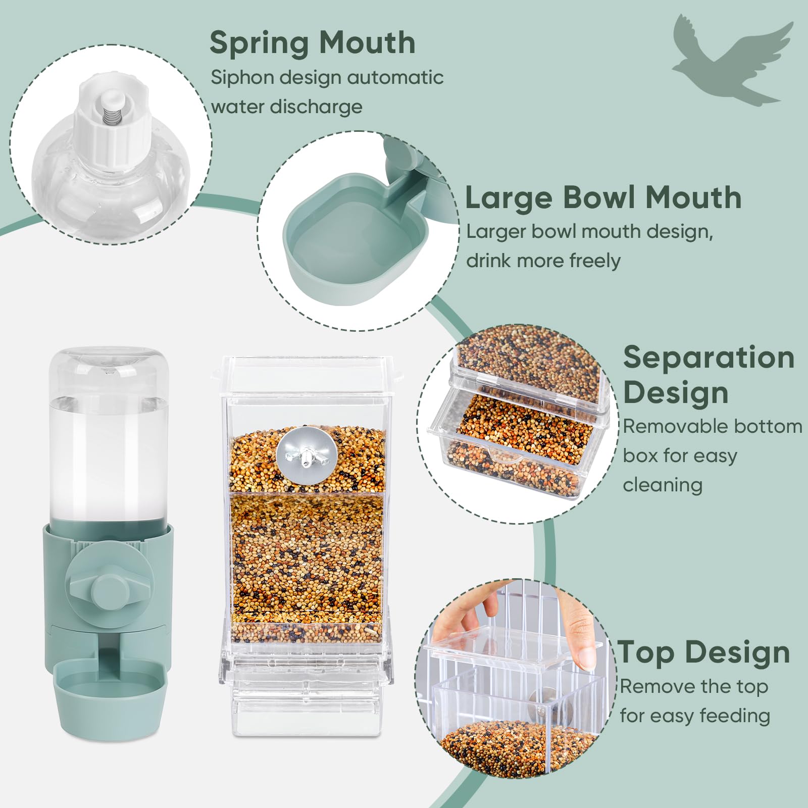 lemtrflo easy-install feeder attaches securely to the cage.