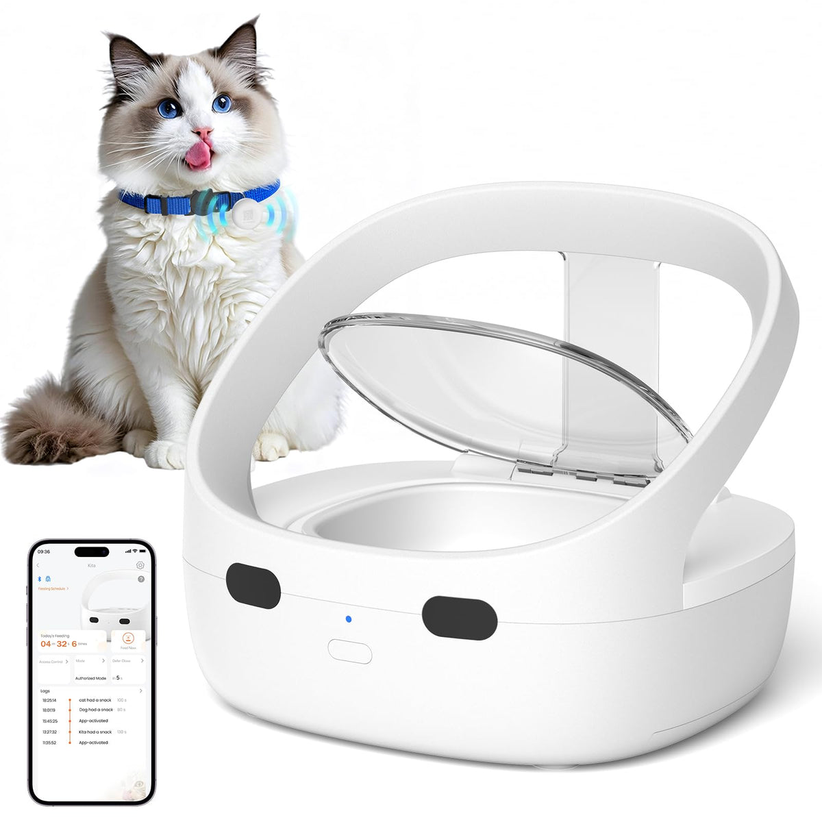 LENDOO RFID feeder lid opens for a specific cat wearing the collar tag