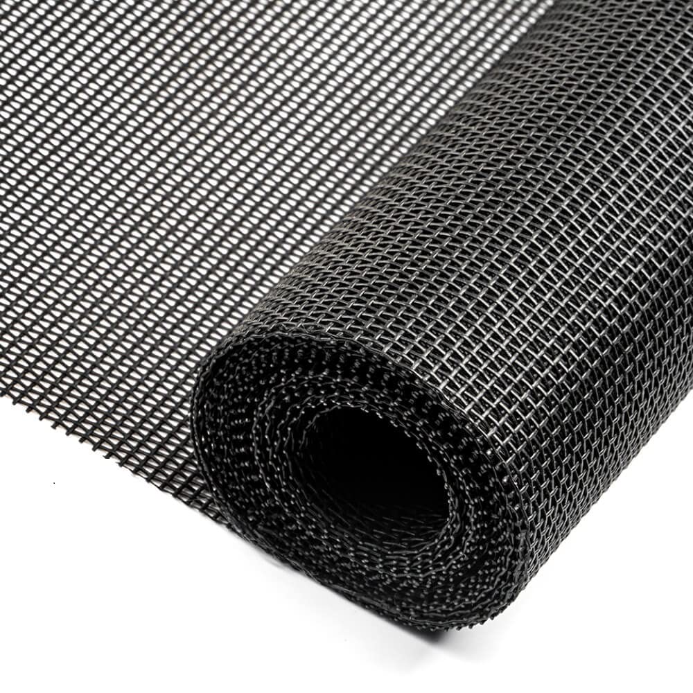Lengtimo pet-proof window screen roll charcoal closeup showing durable mesh.