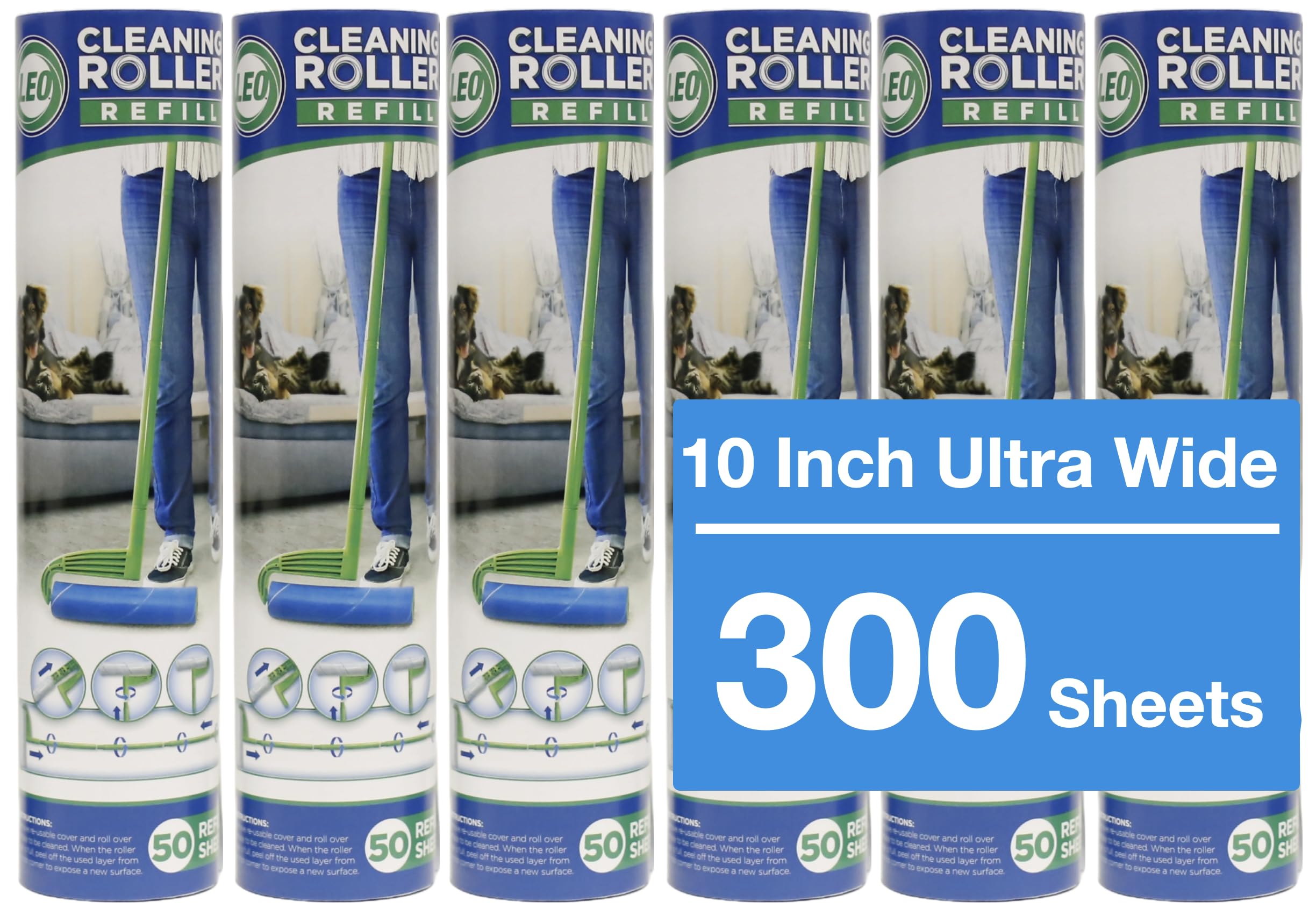 Leo large lint roller refills six-pack for pet hair and lint removal