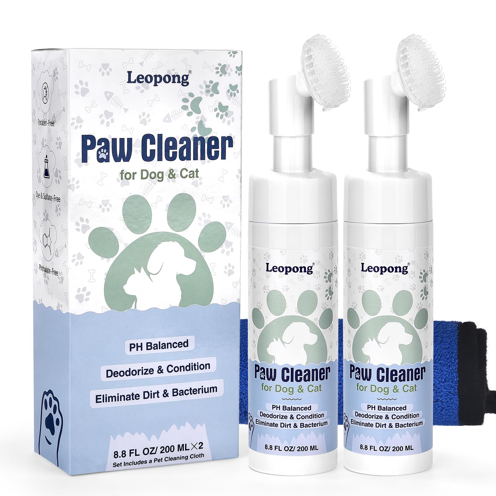 Leopong dog paw cleaner with foaming action cleans muddy paws quickly