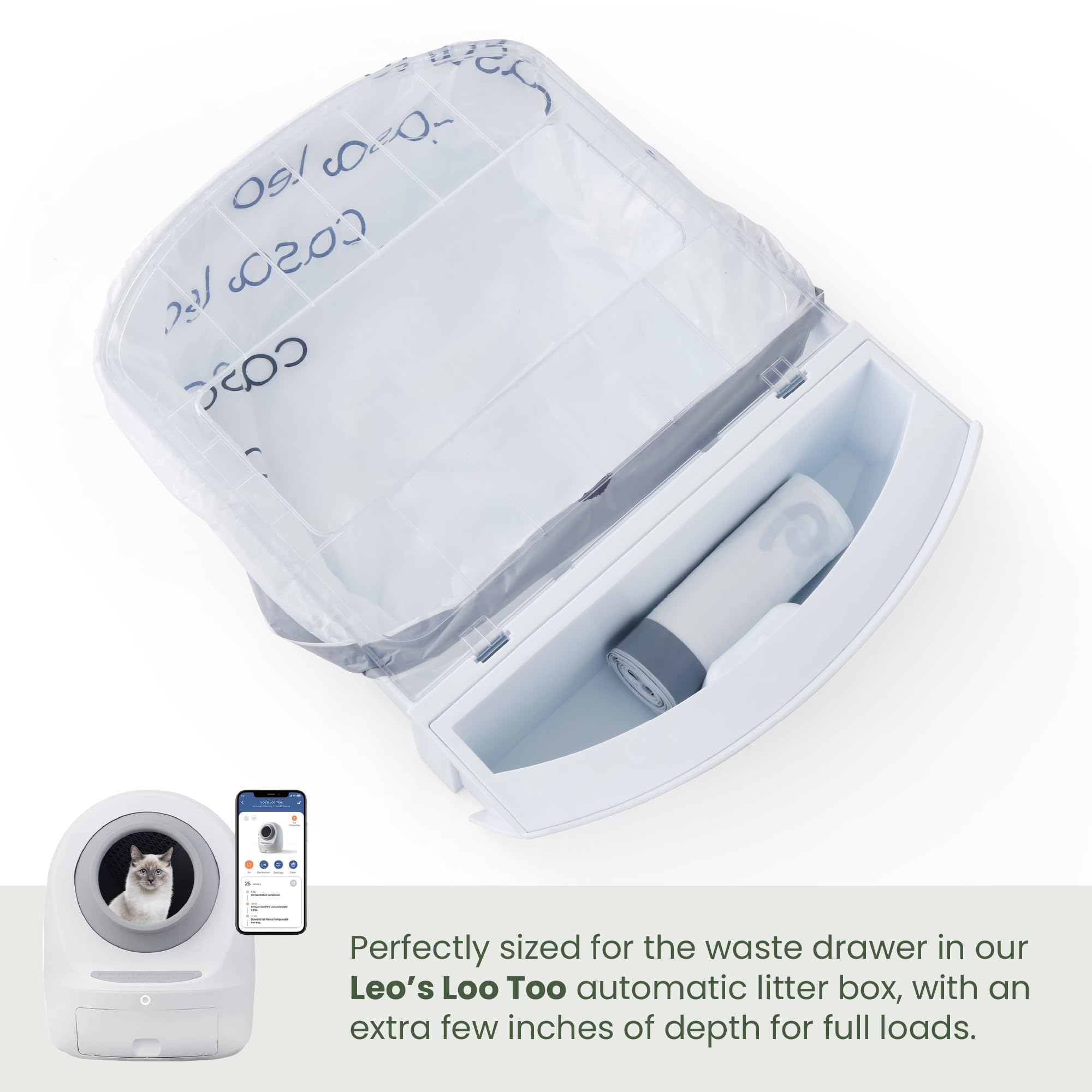 Leo's Loo Too unscented liner label emphasizing neutral scent.
