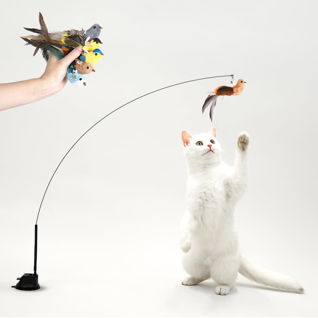 Leo's Paw feathered birds on wand engage cats with realistic chase.