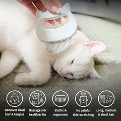 Leo's Paw Shell Comb in action providing a calming massaging sensation while brushing