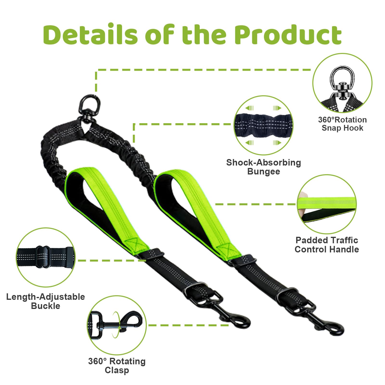 LEOSASA 360° swivel clip prevents tangles and allows free movement
