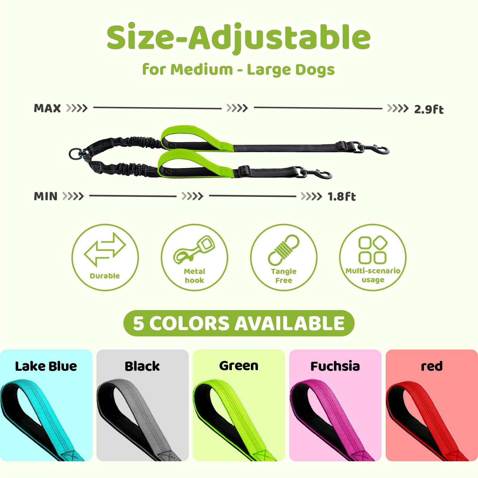 LEOSASA adjustable buckle and extensible rope for training and walking