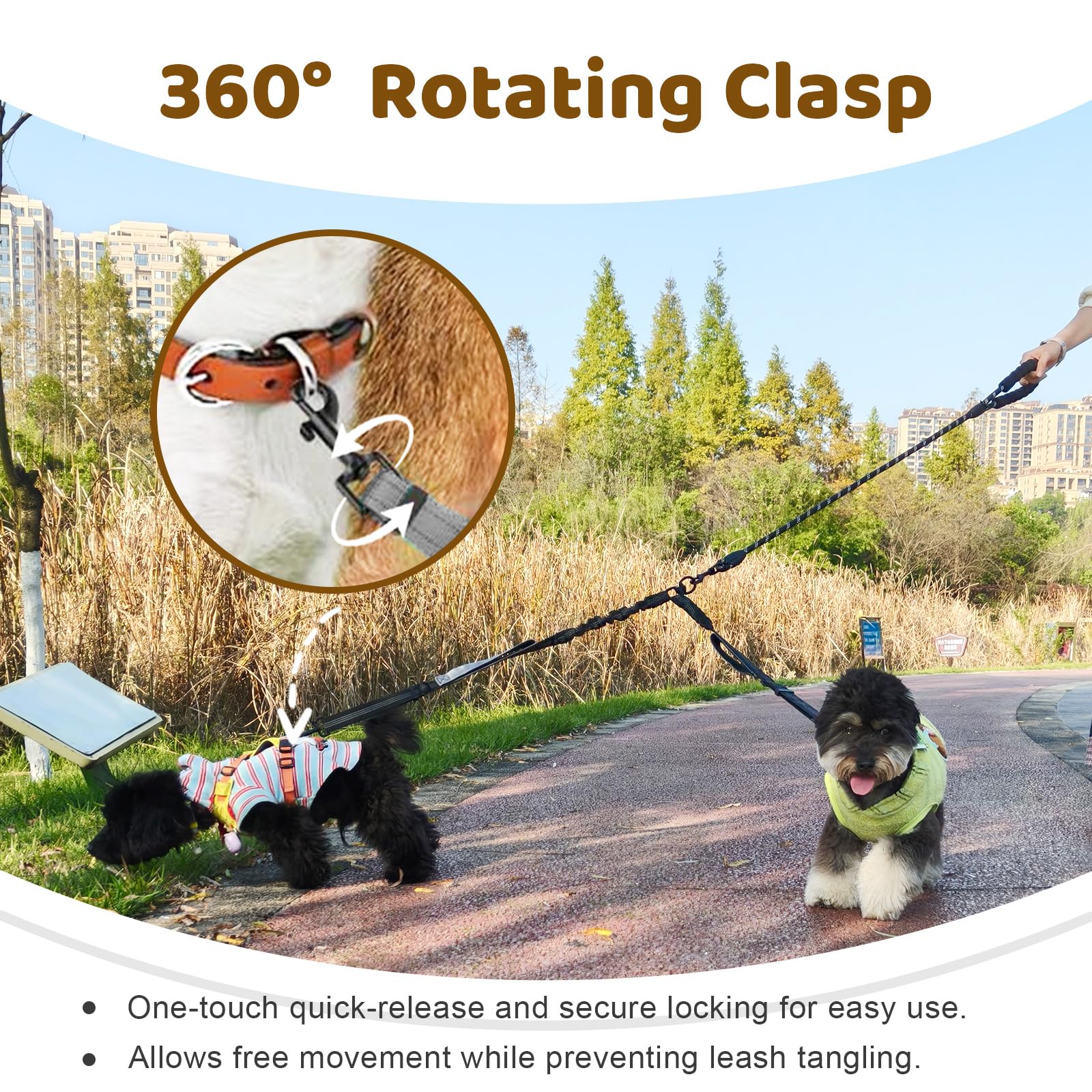 LEOSASA extension rope shows flexible length during walks and hikes