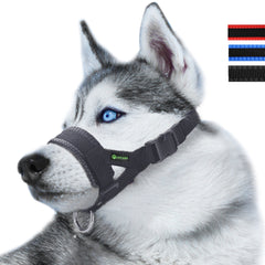 Lepark nylon dog muzzle XL black front view for secure daily wear
