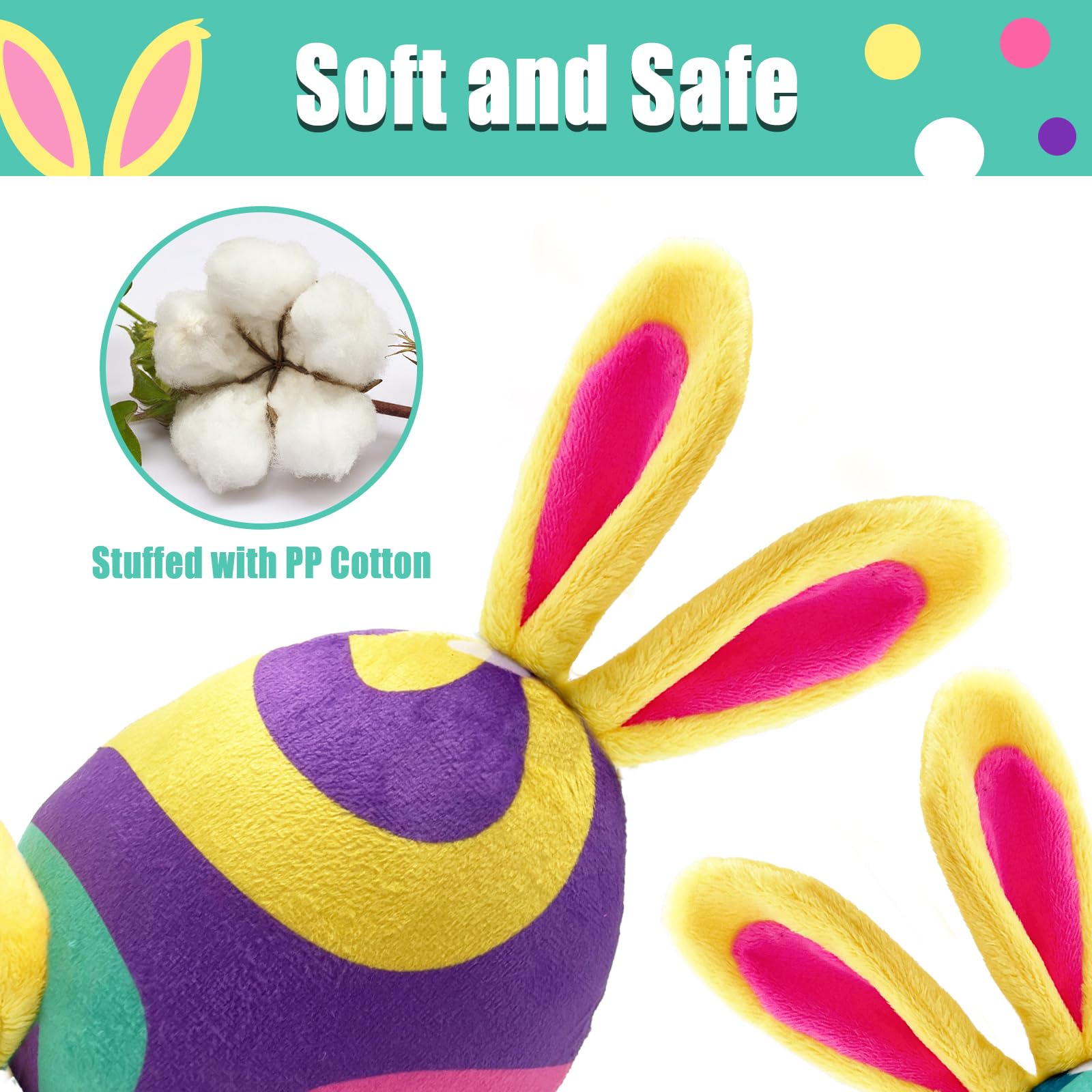 Lepawit bunny plush toy yellow profile encourages gentle tug.