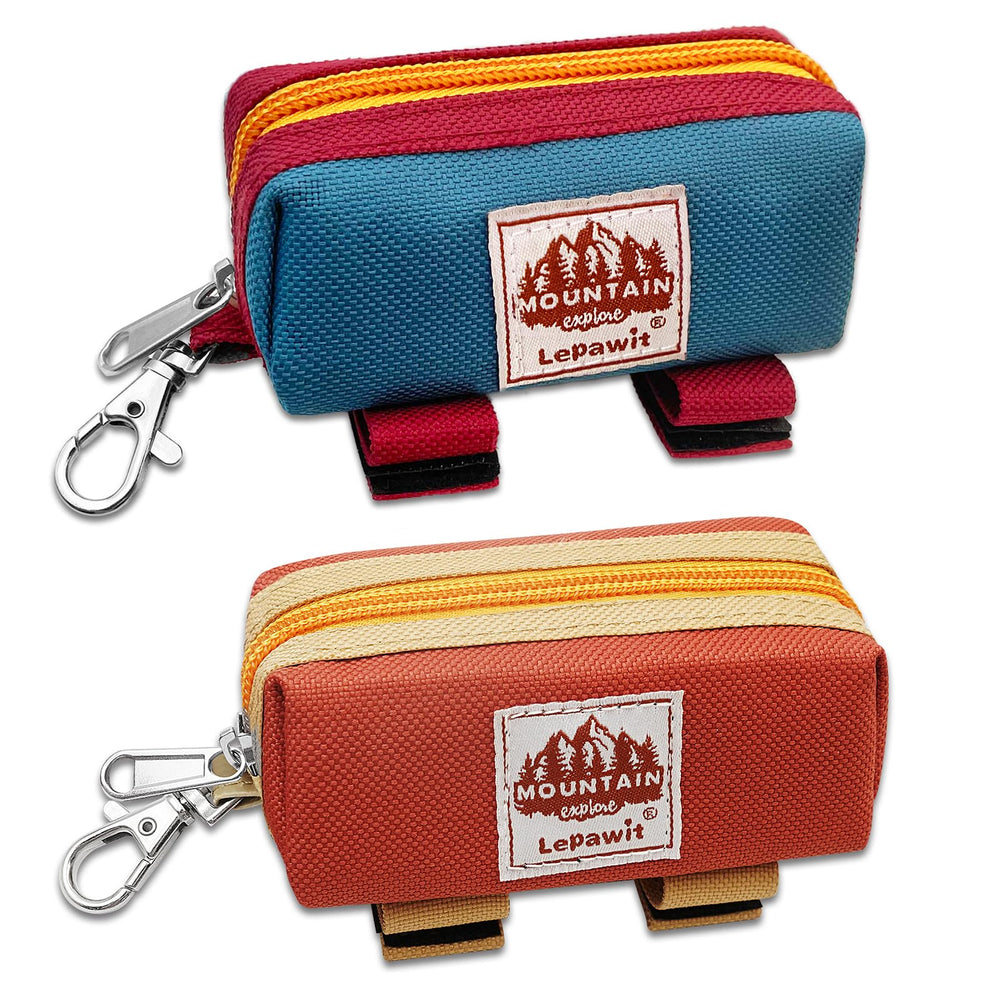 Lepawit dog poop bag holder with zippered pouch on a leash for quick cleanup
